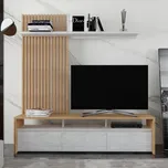 NELIS obývací stěna, dub kraft zlatý/beton světlý