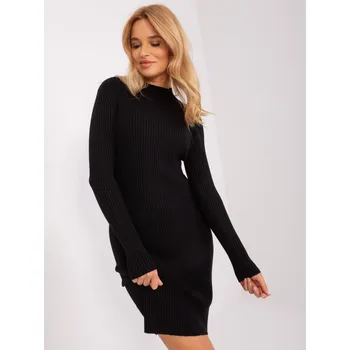 Dámské šaty Černé pruhované pletené šaty PM-SK-