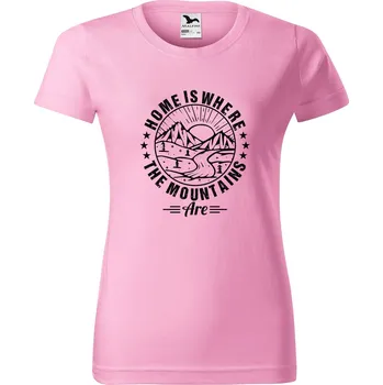 DOBRÝ TRIKO Dámské tričko s potiskem Home is where Barva: Růžová, Velikost: L