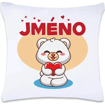 Dekorativní polštářek DOBRÝ TRIKO Polštář s potiskem Medvídek se srdcem 40 x 40 cm Oboustranný tisk: NE