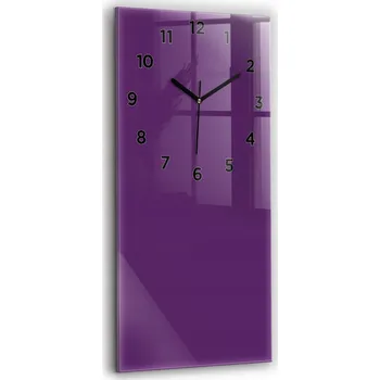 Hodiny Foto Skleněné Hodiny Nástěnné Do Moderních Interiérů Fialová barva 30x60 cm