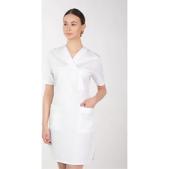 Zdravotnický oděv -10% Dámské zdravotnické šaty M-076F, bílá, 48 (Zdravotnické oblečení)