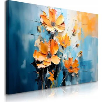 Obraz OBRAZ DO OBÝVÁKU LOŽNICE ORANŽOVÉ KVĚTY MALÍŘSTVÍ ABSTRAKCE 70x50