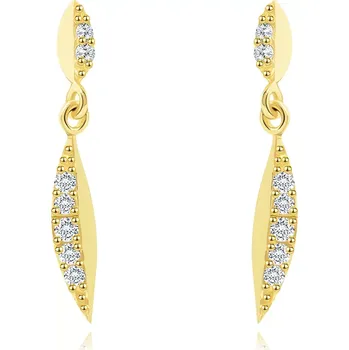 Náušnice Briliantové náušnice ze žlutého zlata 585 - úzký list se vsazenými diamanty