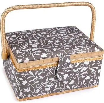 Organizér galanterie Čalouněný Košík na šicí potřeby Šedý ornament Fuzio F840295ss08