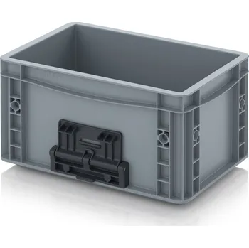 Euro přepravka se zavíracím mechanismem 30 x 20 x 17 cm - Stříbrošedá - materiál: PP - EG VL 32/17 HG