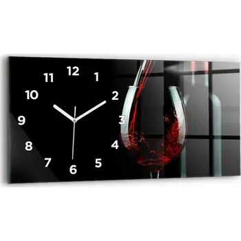 Hodiny Moderní skleněné nástěnné hodiny s potiskem horizontální 60x30 cm Láhev vína