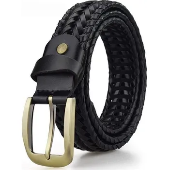 Opasek Pánský pletený kožený pásek Tangle Man Černý, Délka 110 cm GaoDa 180806075440-BCK