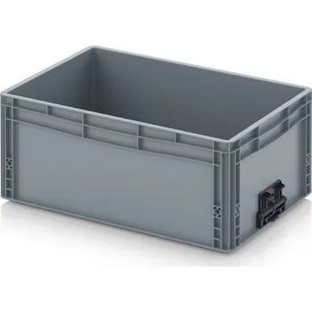 paleta Euro přepravka se zavíracím mechanismem 60 x 40 x 27 cm - Stříbrošedá - materiál: PP - EG VS 64/27 HG