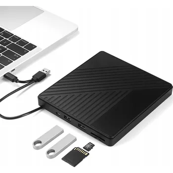 EXTERNÍ PŘENOSNÁ DVD CD RW MECHANIKA PŘEHRÁVAČ ČTEČKA DISKŮ HUB USB-C 3.2