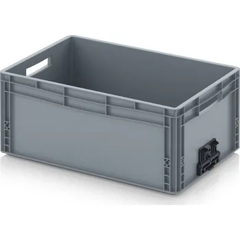 paleta Euro přepravka se zavíracím mechanismem 60 x 40 x 27 cm - Stříbrošedá - materiál: PP - EG VS 64/27