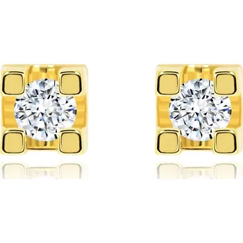 Náušnice Náušnice ze žlutého 14K zlata - kulatý diamant čiré barvy, 2 mm