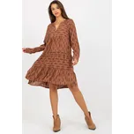 Sublevel Vzorované šaty s volánem hnědé Velikost: M