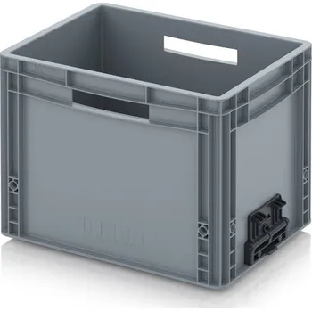 paleta Euro přepravka se zavíracím mechanismem 40 x 30 x 32 cm - Stříbrošedá - materiál: PP - EG VS 43/32 HG HO