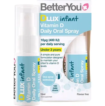 Fitness strava BetterYou Dlux Infant Daily Vitamin D Oral Spray 15 ml Příchuť: Bez příchutě
