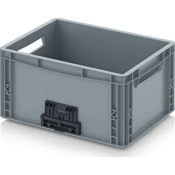 Euro přepravka se zavíracím mechanismem 40 x 30 x 22 cm - Stříbrošedá - materiál: PP - EG VL 43/22