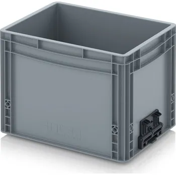 Euro přepravka se zavíracím mechanismem 40 x 30 x 32 cm - Stříbrošedá - materiál: PP - EG VS 43/32 HG