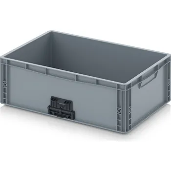 Euro přepravka se zavíracím mechanismem 60 x 40 x 22 cm - Stříbrošedá - materiál: PP - EG VL 64/22 HG