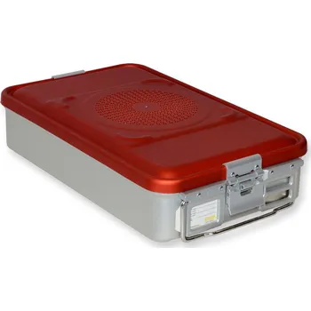 Sterilizační kazeta s filtrem, střední, 465x280x100 mm, červená (Nerezové kazety )