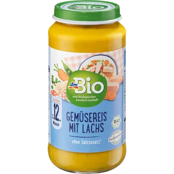 Dětská výživa dmBio bio příkrm zelenina, rýže a losos
