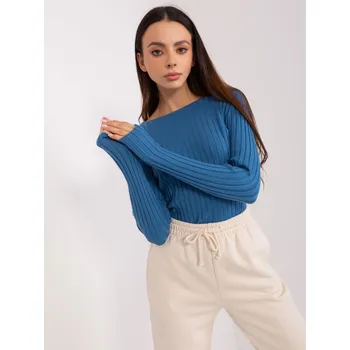 Dámský svetr Tmavě modrý klasický svetr s proužkem PM-SW-