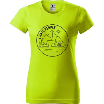 Dámské oblečení DOBRÝ TRIKO Dámské tričko s potiskem I hate people Barva: Limetková, Velikost: S