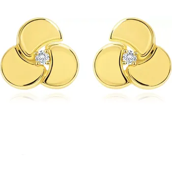 Náušnice Zlaté náušnice 585 - zářivý čirý briliant ve velkém lesklém květu