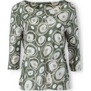 Dámská halenka Halenka s potiskem SPIRÁLA 3/4 rukáv 23007/24004 barva: zelená-khaki