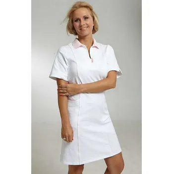 Zdravotnický oděv -10% Šaty vypasované, 2 knoflíky, cyklámenová + bíly lem, M (Zdravotnické oblečení)