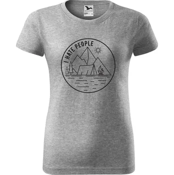 Dámské tričko DOBRÝ TRIKO Dámské tričko s potiskem I hate people Barva: Tmavě šedý melír, Velikost: 3XL