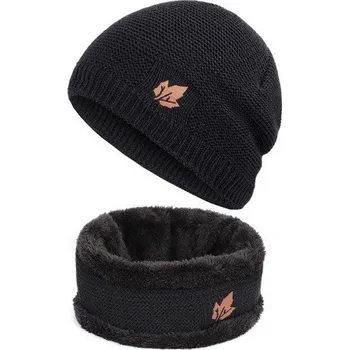 Čepice Leaf Zimní sada 2v1 nákrčník a čepice Černá Cixi 97k-cube