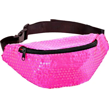 Karnevalový doplněk Neonově růžová flitrová ledvinka