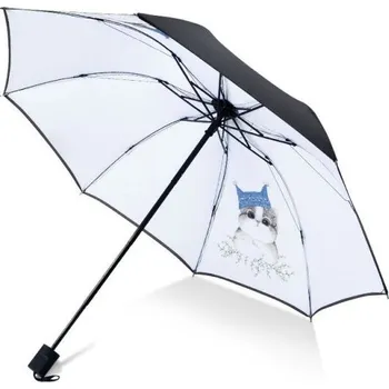 Deštník Dámský skládací deštník Bílý koťátko Carla CArPAR01WZ27