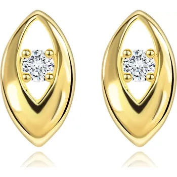 Náušnice Briliantové náušnice ve žlutém 14K zlatě - zářivý diamant v lesklém zrnku