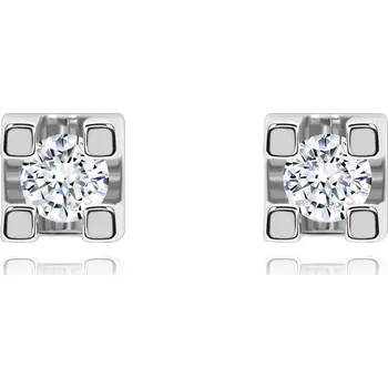 Náušnice Náušnice z bílého 14K zlata - kulatý diamant čiré barvy, 2 mm