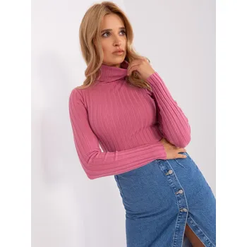 Dámský svetr Růžový přiléhavý rolák PM-