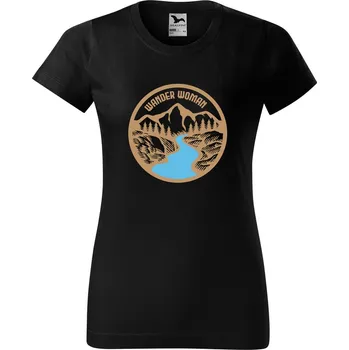 Dámské tričko DOBRÝ TRIKO Dámské tričko s potiskem Wander woman Barva: Černá, Velikost: 3XL