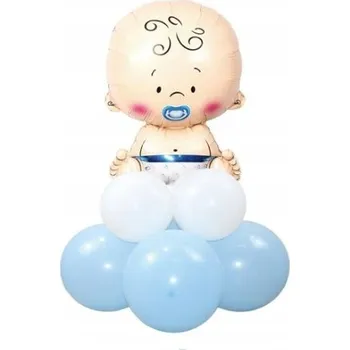 Balónek SADA BALÓNKŮ MIMINKO PRO CHLAPEČKA, bílo-modré balónky, dekorace, 9 ks