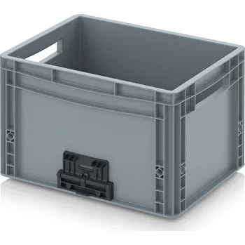 Euro přepravka se zavíracím mechanismem 40 x 30 x 27 cm - Stříbrošedá - materiál: PP - EG VL 43/27