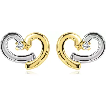 Náušnice Briliantové náušnice ze zlata 585 - obrys nesouměrného srdce, diamant čiré barvy