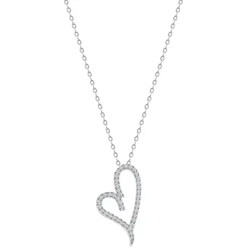 Náhrdelník Náhrdelník ze stříbra 925, obrys asymetrického srdce s čirými zirkony