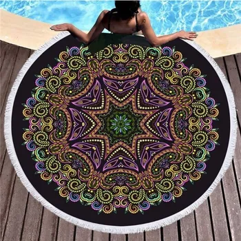 Osuška Kruhová plážová osuška Boho Černá mandala Allepaznokcie ALLENr23
