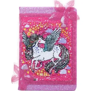 Diář Plyšový zápisník deník s flitry A5 Jednorožec Růžový Lifestyle F963214ss06