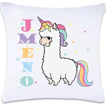 Dekorativní polštářek DOBRÝ TRIKO Polštář s potiskem Lama jednorožec 40 x 40 cm Oboustranný tisk: NE