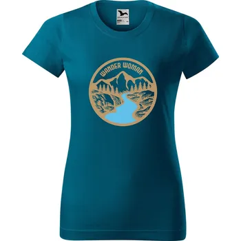 Dámské oblečení DOBRÝ TRIKO Dámské tričko s potiskem Wander woman Barva: Petrolejová, Velikost: M