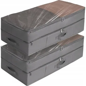 Úložný box Taška na oblečení, úložný box šetřící místo s víkem a úchytem, 2 ks, šedá