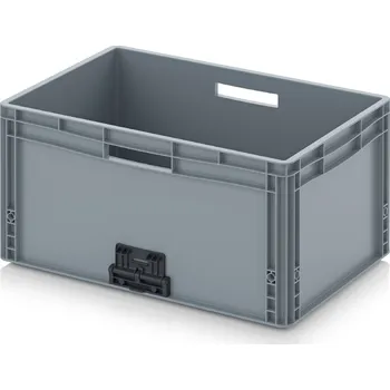 paleta Euro přepravka se zavíracím mechanismem 60 x 40 x 32 cm - Stříbrošedá - materiál: PP - EG VL 64/32 HG HO