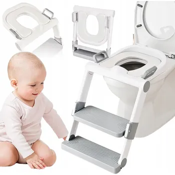 WC sedátko Primabobo nástavec na WC sedátko s žebříkem pro děti, šedý