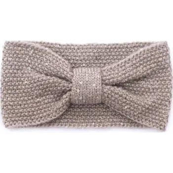 Zimní čelenka Dámská pletená zimní čelenka s flitry Béžová Artofpolo FAcz19363ss01