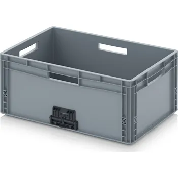 paleta Euro přepravka se zavíracím mechanismem 60 x 40 x 27 cm - Stříbrošedá - materiál: PP - EG VL 64/27 HO